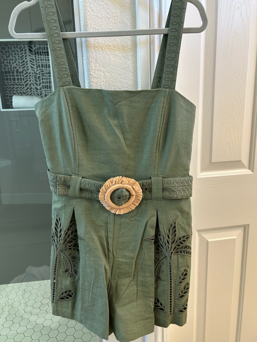 Caroline Constas Olive Green Romper